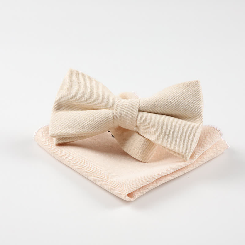 2Pcs Morandi Color System Handkerchief Bow Tie - Ivory - image 18