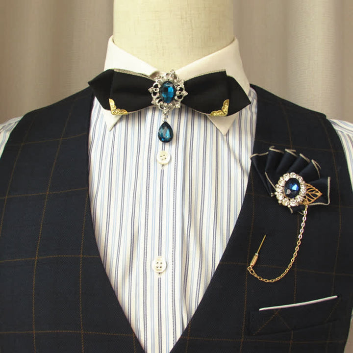 Groom Bridal Wedding Rhinestone Bow Tie - image 1