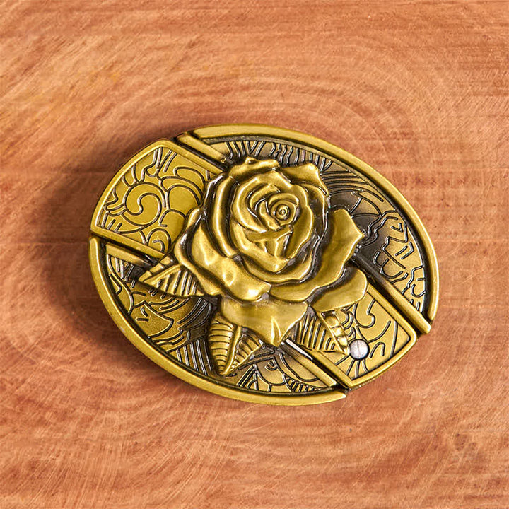 Men's DIY Bronze Rose Hidden Folding Knife Leather Belt - image 3