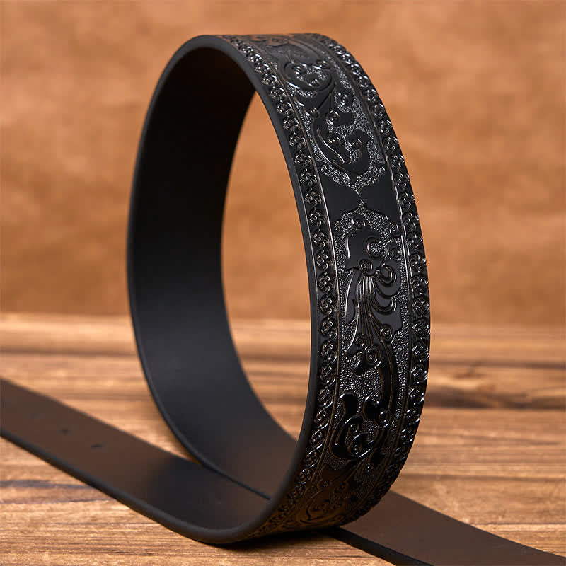 Men's Luxury Flower Embossed Pattern Leather Belt - image 7