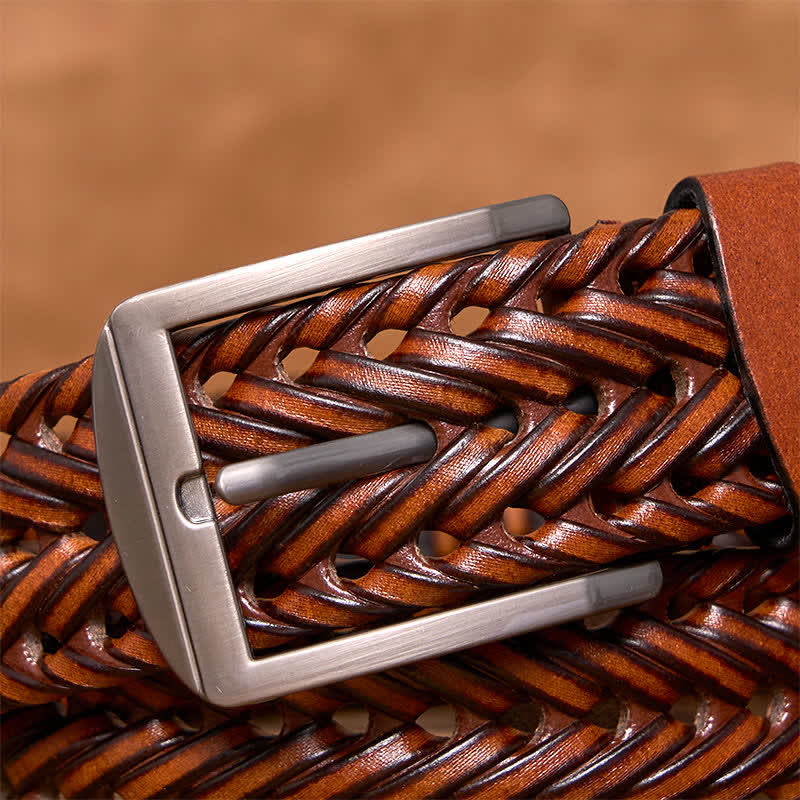 Men's Casual Handwoven Braided Leather Belt - image 2