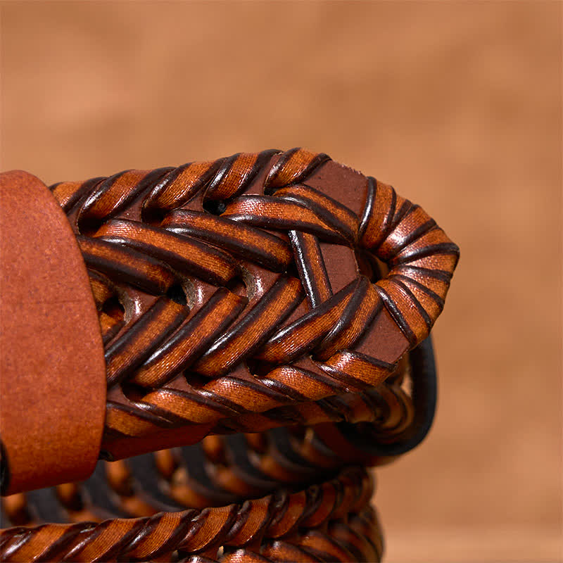 Men's Casual Handwoven Braided Leather Belt - image 4