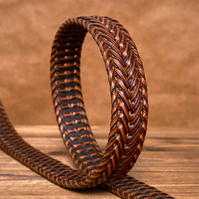 Men's Casual Handwoven Braided Leather Belt - image 4