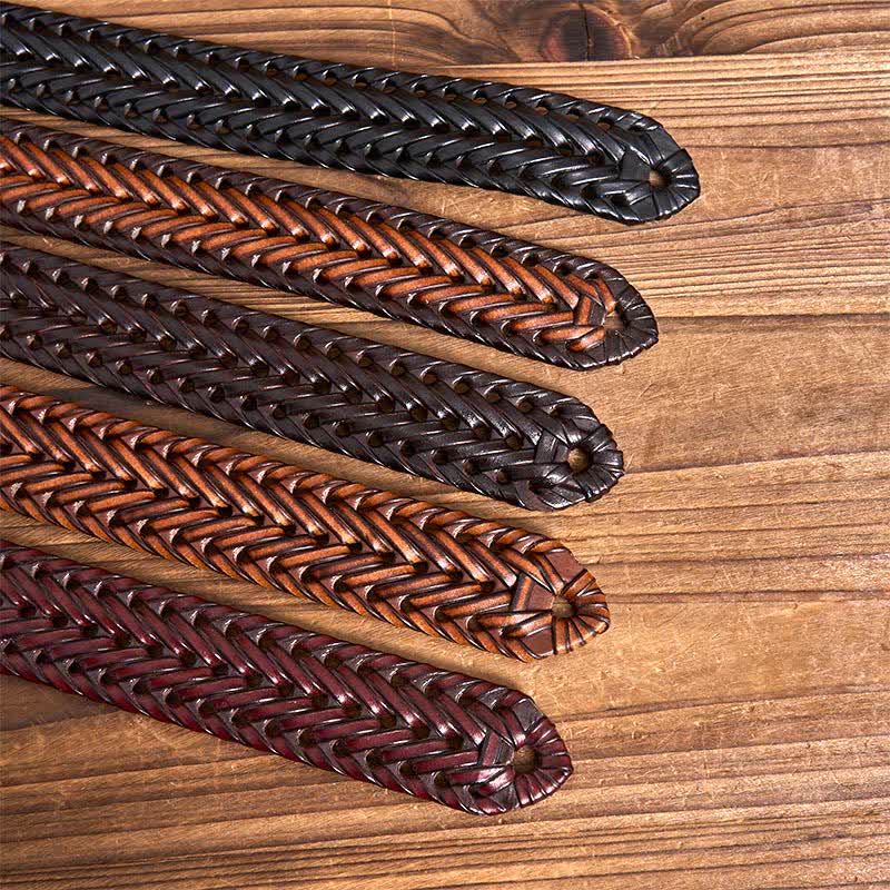 Men's Casual Handwoven Braided Leather Belt - image 2