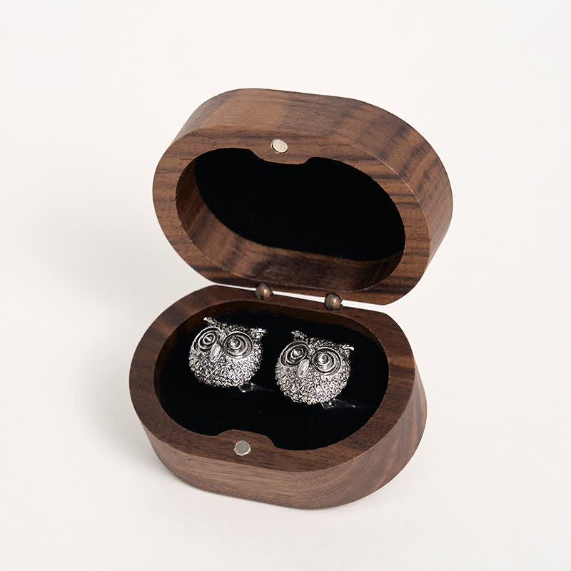 Men's 1 Pair Cute Owl Head Silver-Tone Cufflinks - image 7