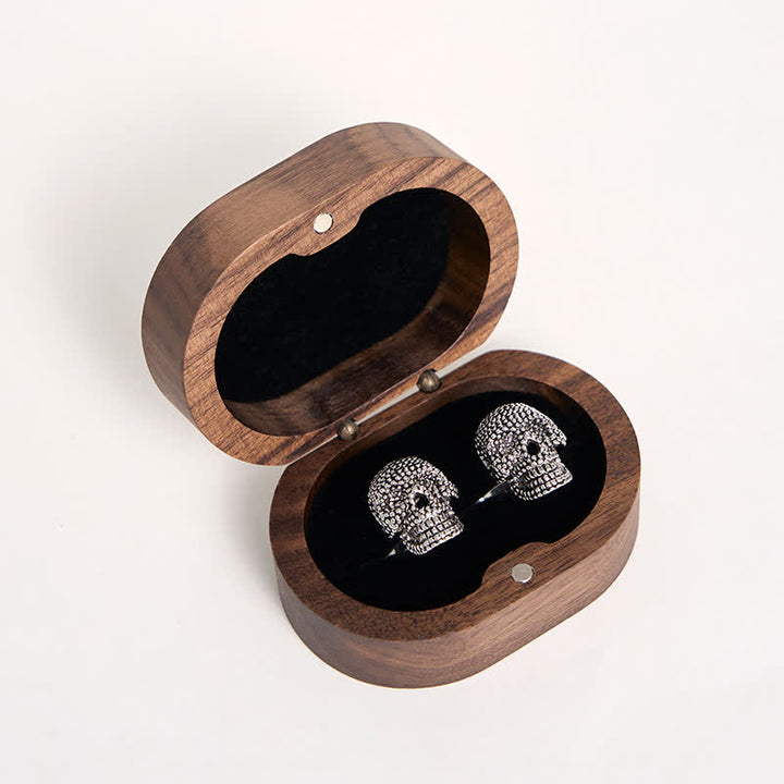 Men's 1 Pair Silver-Tone Punk Skull Head Cufflinks - image 4