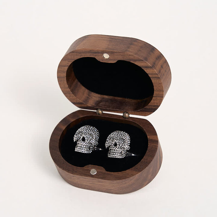 Men's 1 Pair Silver-Tone Punk Skull Head Cufflinks - image 4