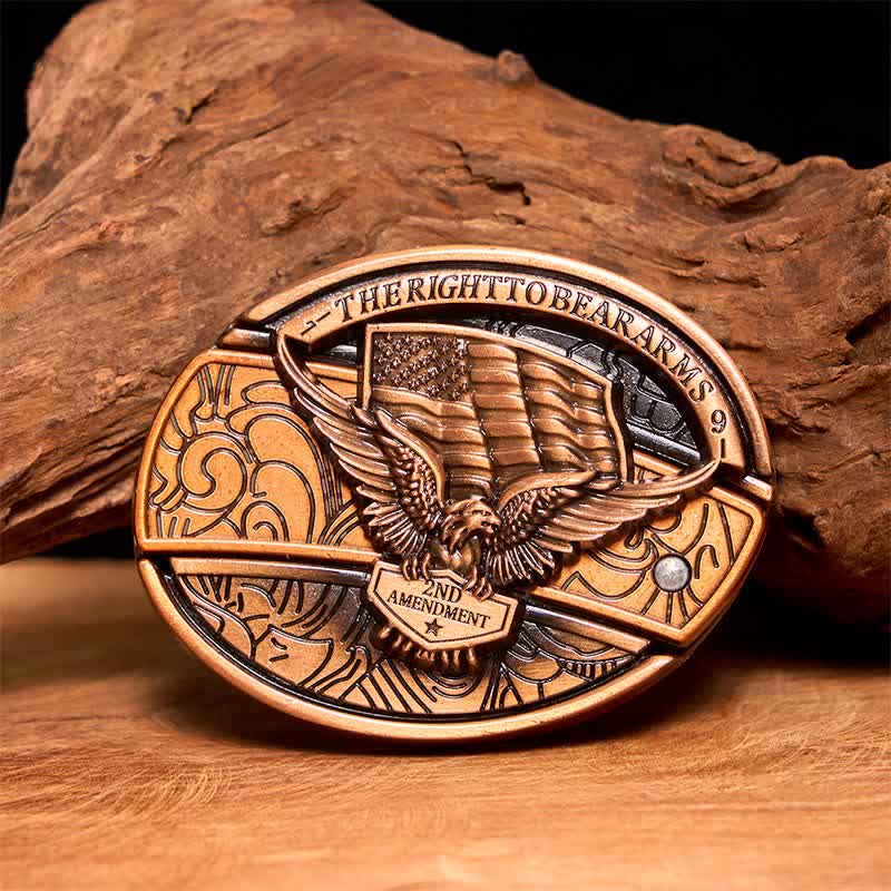 Men's DIY Red Bronze Eagle USA Flag Hidden Folding Knife Leather Belt - Eagle - Without Belt - Not Included Belt - image 1