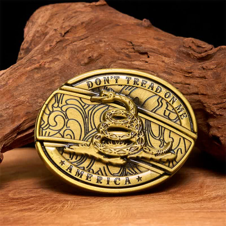 Men's DIY Bronze Snake Hidden Folding Knife Leather Belt - Snake - Without Belt - Not Included Belt - image 1