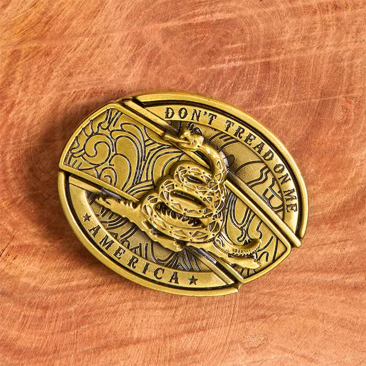 Men's DIY Bronze Snake Hidden Folding Knife Leather Belt - image 3