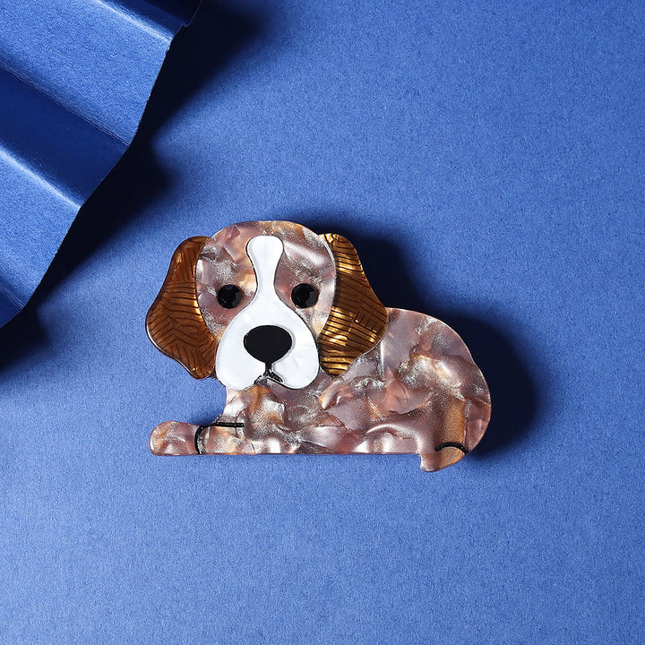 Handmade Cute Little Dog Acrylic Brooch - Brown - image 1