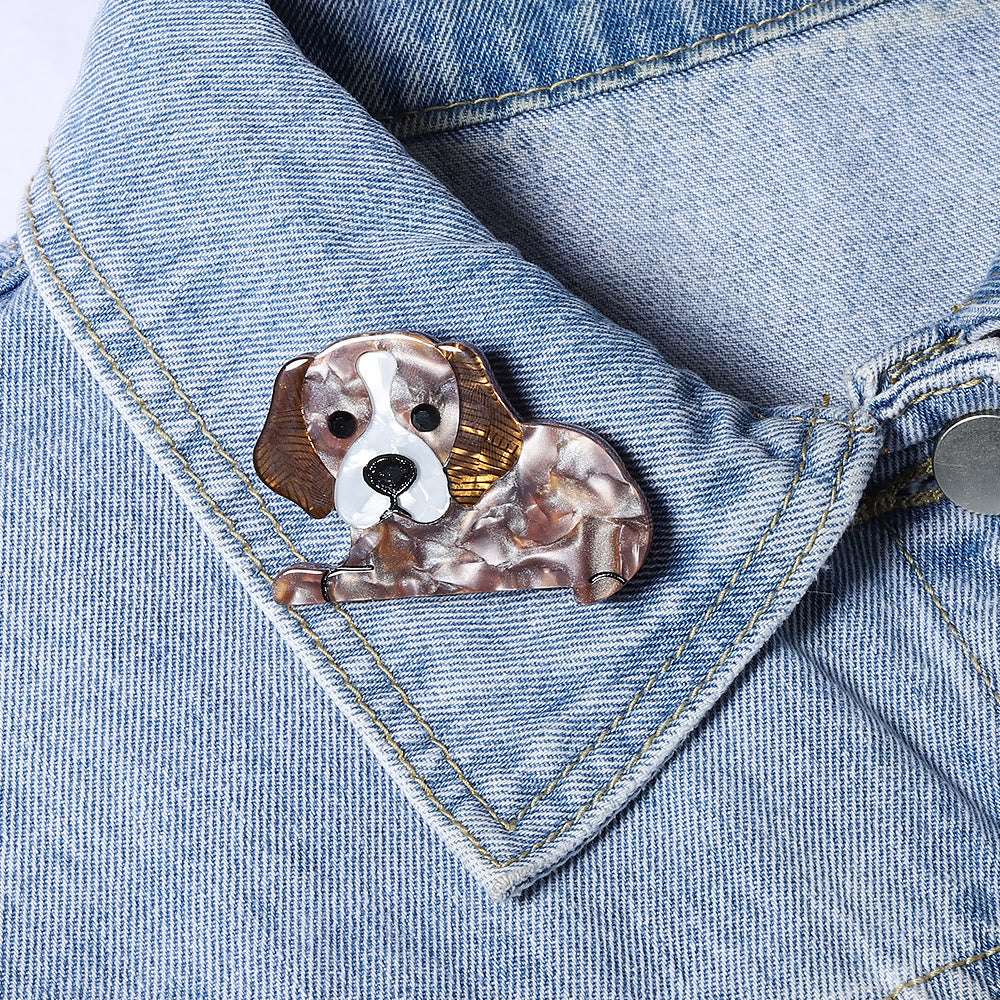 Handmade Cute Little Dog Acrylic Brooch - image 1