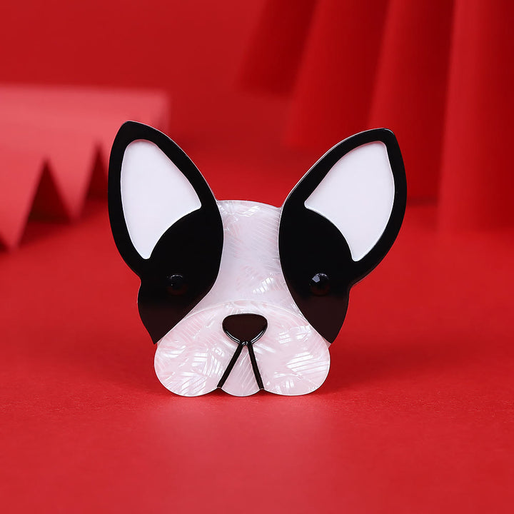 Handmade Lovely Black&white Dog Acrylic Brooch Accessory - Black&White - image 0