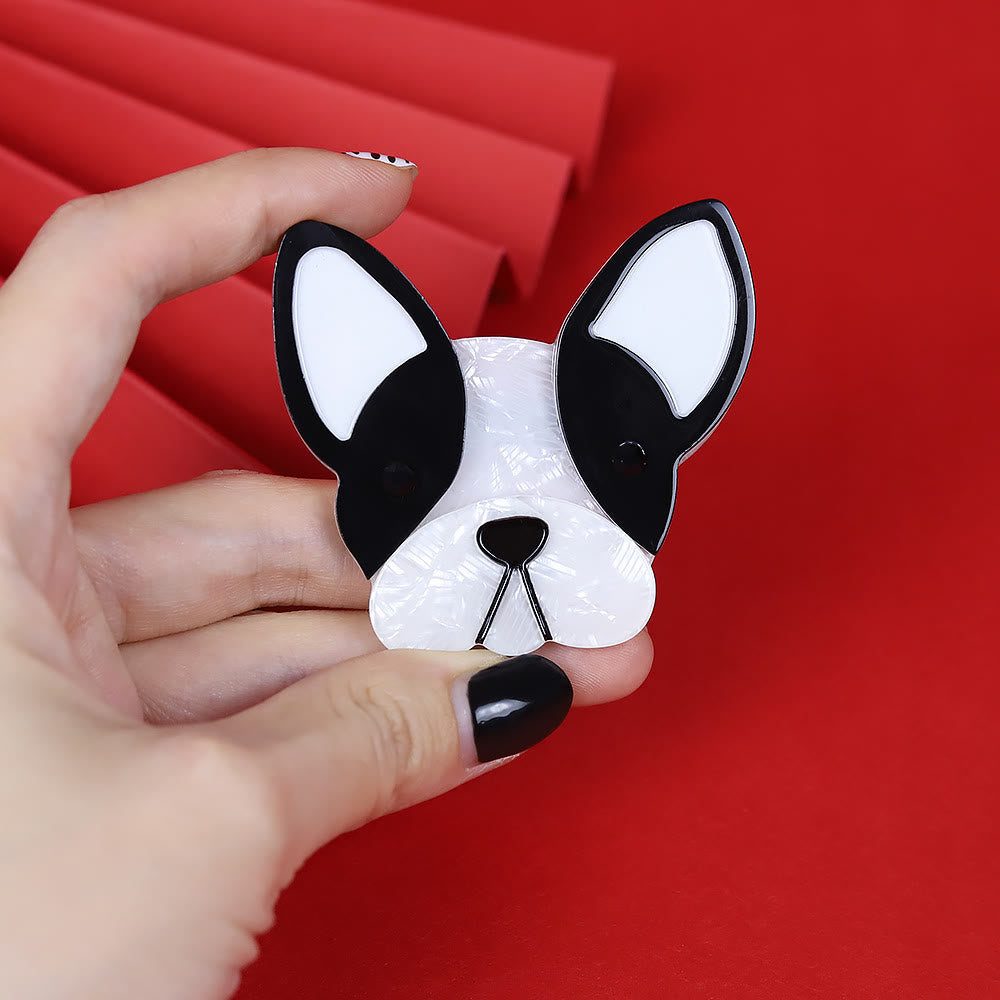 Handmade Lovely Black&white Dog Acrylic Brooch Accessory - image 1