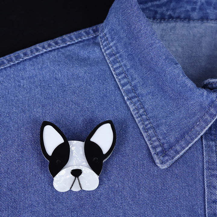 Handmade Lovely Black&white Dog Acrylic Brooch Accessory - image 2