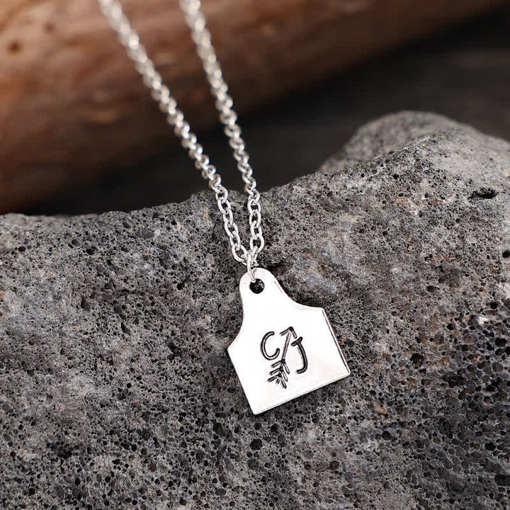 Custom Silver Mini Cattle Tag Initial Stainless Steel Necklace - image 9