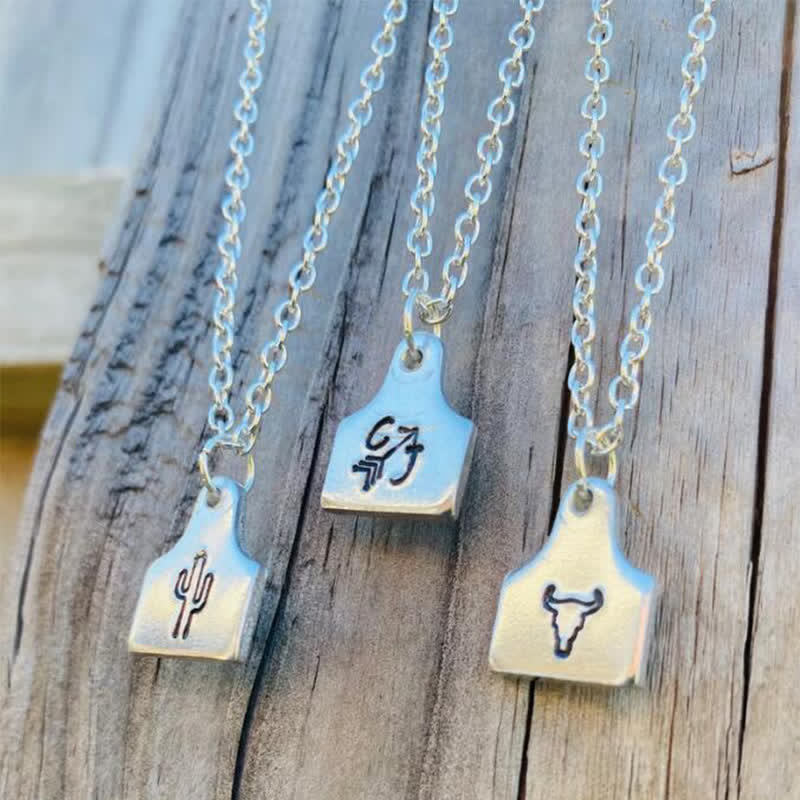 Custom Silver Mini Cattle Tag Initial Stainless Steel Necklace - image 0
