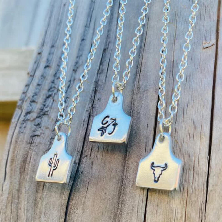 Custom Silver Mini Cattle Tag Initial Stainless Steel Necklace - image 0
