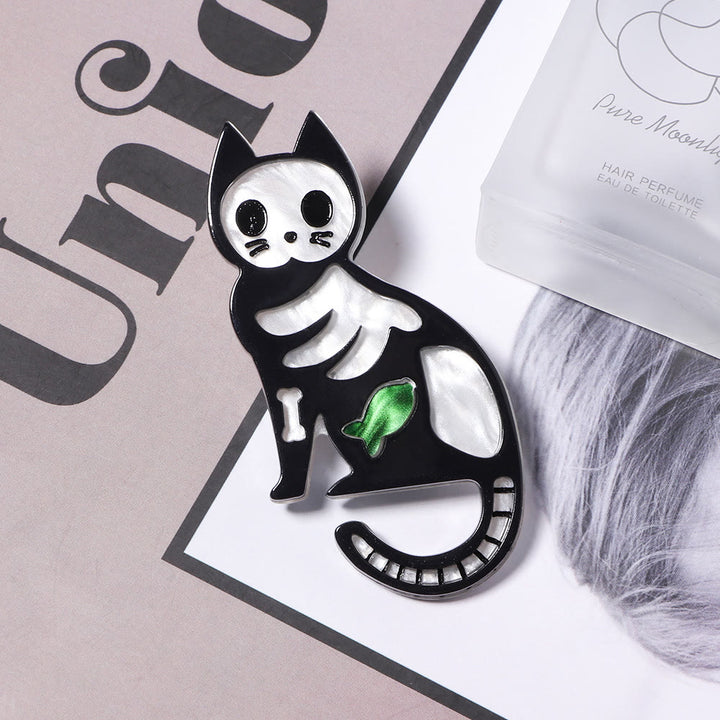 Halloween Handmade Petite Cat Acrylic Brooch - Black - image 1