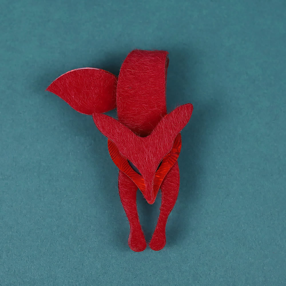 Red Fox Handmade Acrylic Brooch - Red - image 0