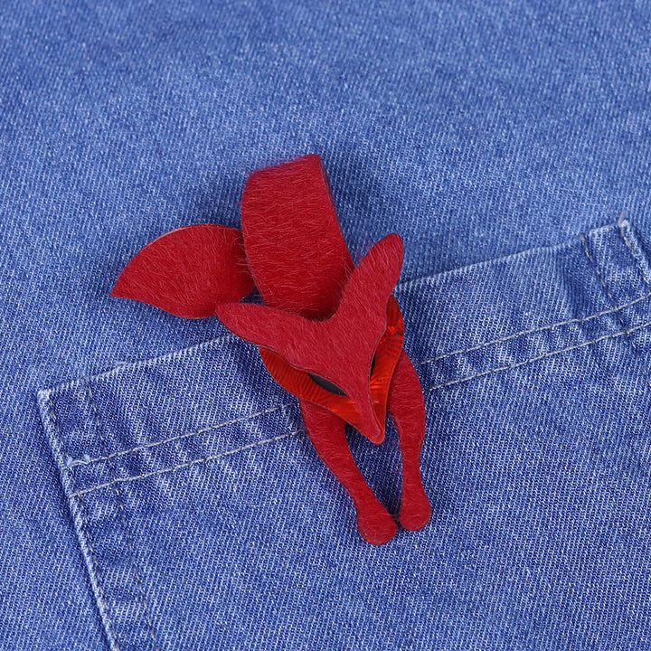Red Fox Handmade Acrylic Brooch - image 2