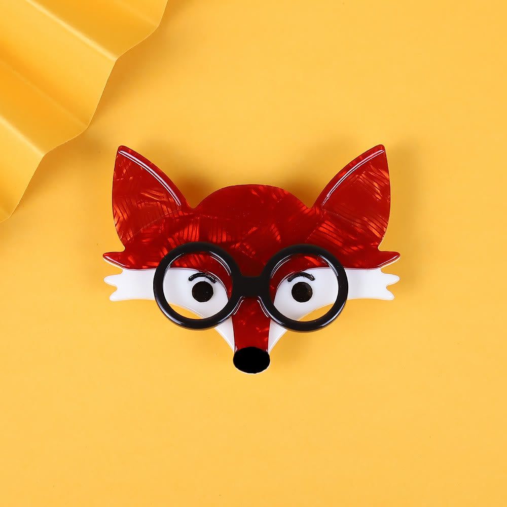 Unisex&Cute Fox Head Handmade Acrylic Brooch - Red&White - image 1