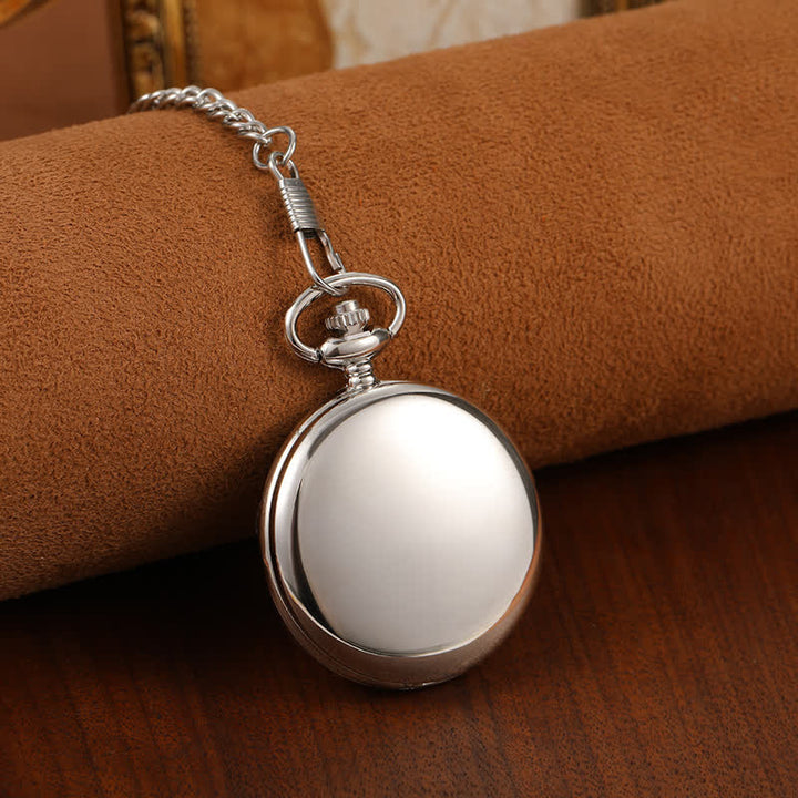 Personalized Engraved Custom Mechanical Pocket Watch - Silver - image 8