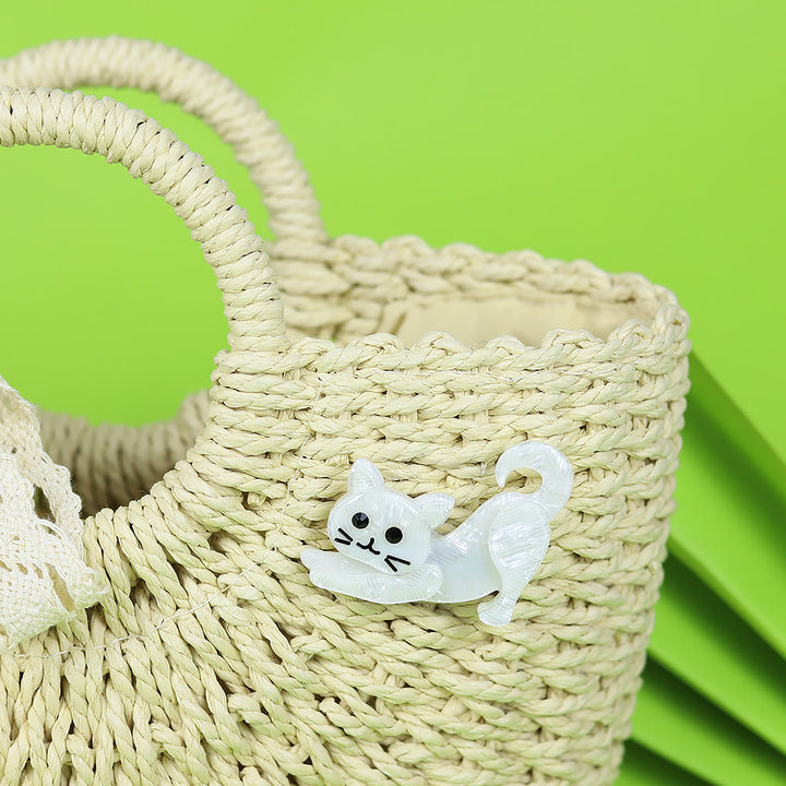 Charming Accessory White Cat Handmade Acrylic Brooch - image 2