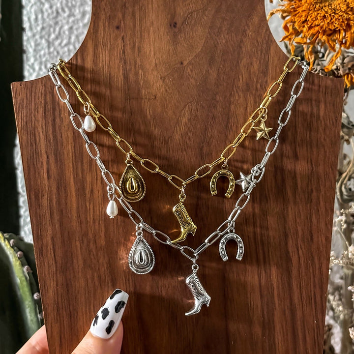 Western Cowboy Themed Women's Metal Necklace - image 1