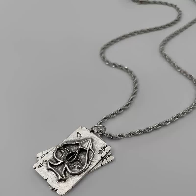 Unisex Hip Hop Style Poker Metal Necklace - Poker A - 27.56in / 70cm - image 4