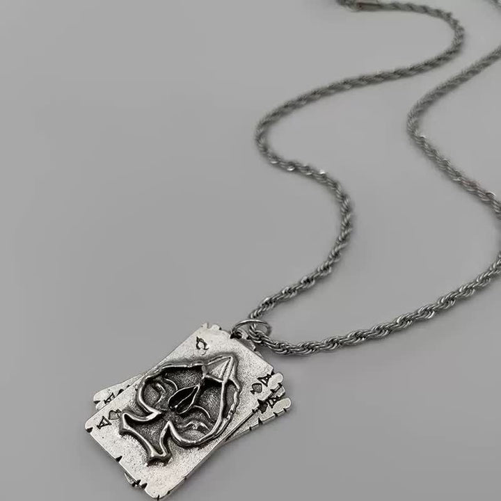 Unisex Hip Hop Style Poker Metal Necklace - Poker A - 27.56in / 70cm - image 3