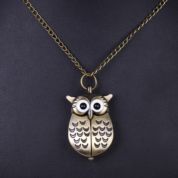 Unisex Cute Owl Retro Quartz Pocket Watch Long Chain - image 7