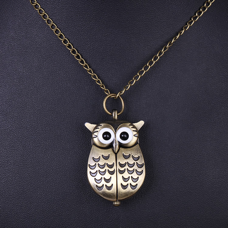 Unisex Cute Owl Retro Quartz Pocket Watch Long Chain - image 6