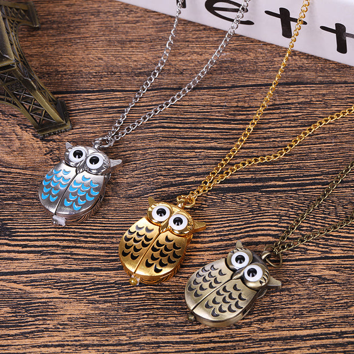 Unisex Cute Owl Retro Quartz Pocket Watch Long Chain - image 5