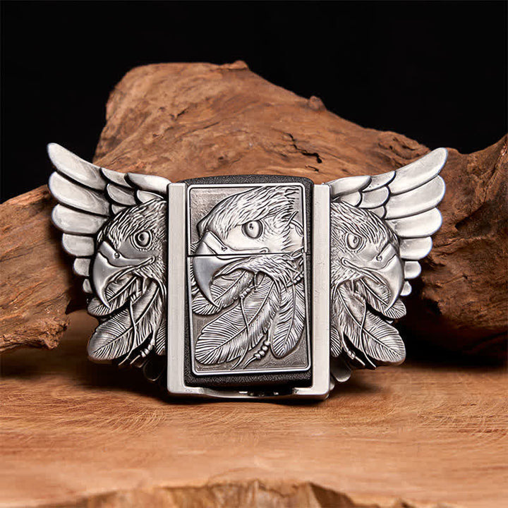Men's DIY Silver Mighty Eagle Leather Belt With Hidden Lighter - Eagle - Without Belt - Not Included Belt - image 0