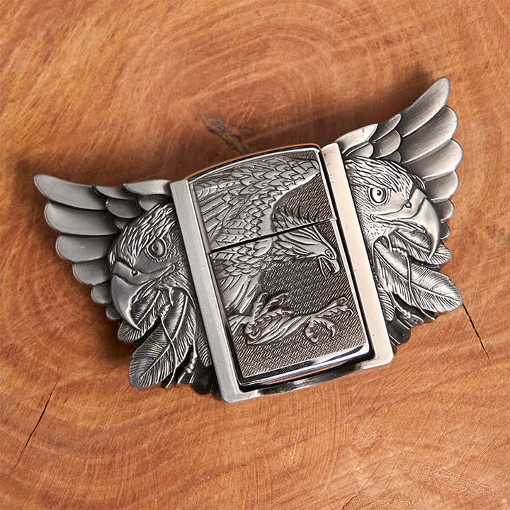 Men's DIY Silver Soaring Eagle Leather Belt With Hidden Lighter  - image 4