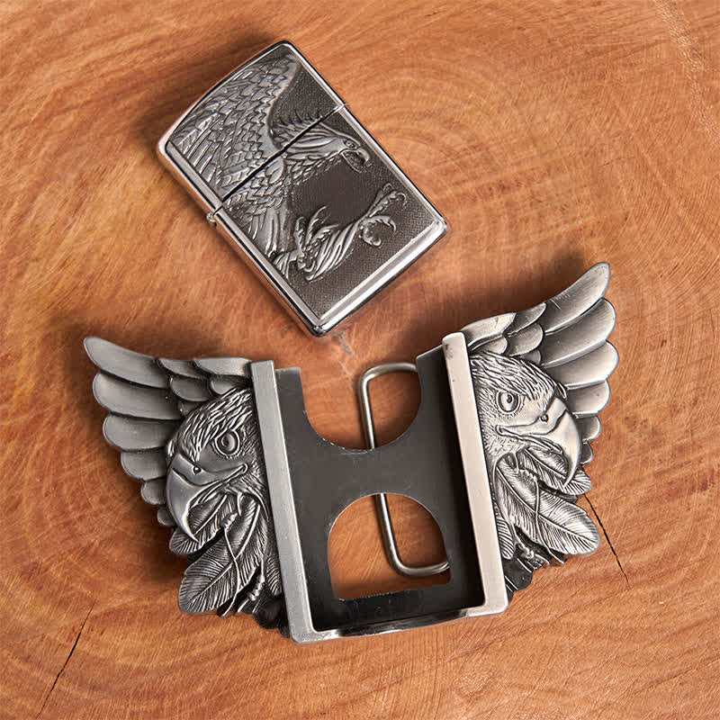 Men's DIY Silver Soaring Eagle Leather Belt With Hidden Lighter  - image 5