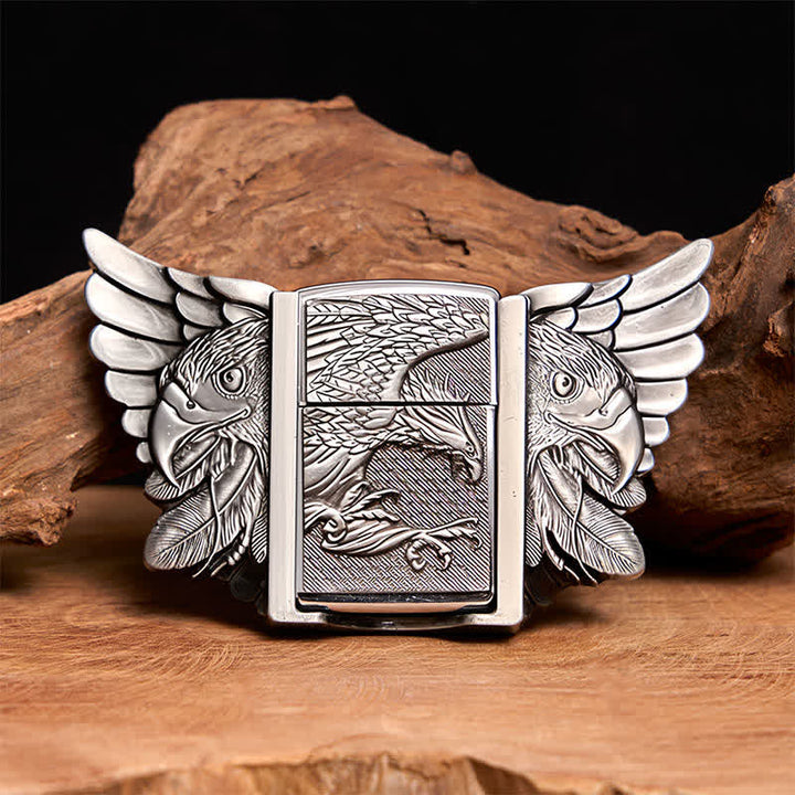 Men's DIY Silver Soaring Eagle Leather Belt With Hidden Lighter  - Soaring Eagle - Without Belt - Not Included Belt - image 1
