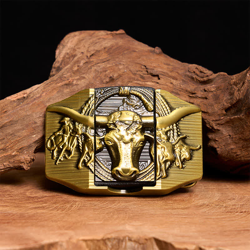 Men's DIY Golden Domineering Bull Leather Belt with Hidden Lighter - Longhorn Bull - Without Belt - Not Included Belt - image 1