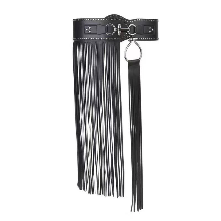 Western Cowboy Women's Hippie Tassel Leather Corset Belt - Tassel waistband elastic - image 6