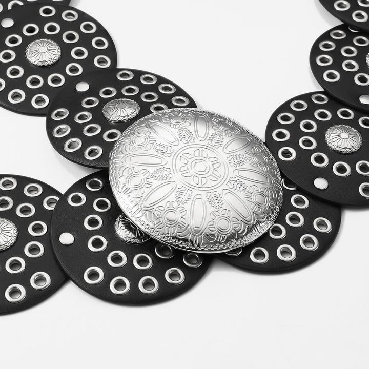 Retro Round Hollow Design Women's Leather Belt - image 4