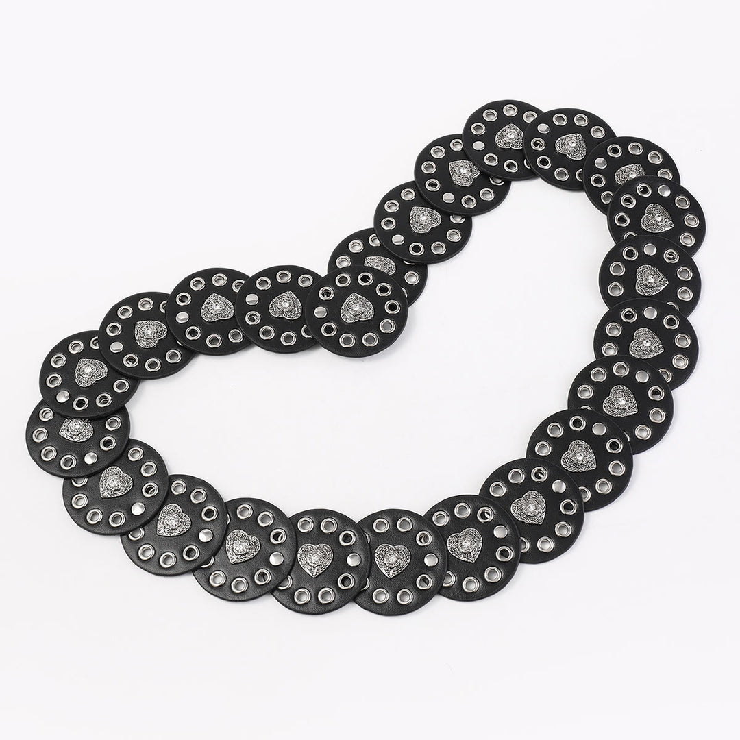 Black&Reddish Brown Exquisite Round Hollow Women's Leather Belt - image 3