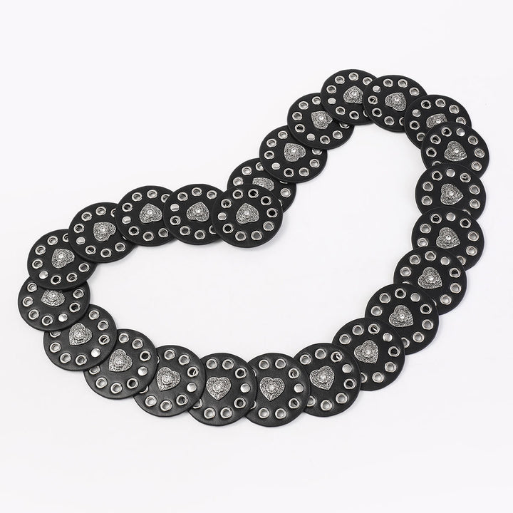 Black&Reddish Brown Exquisite Round Hollow Women's Leather Belt - image 3