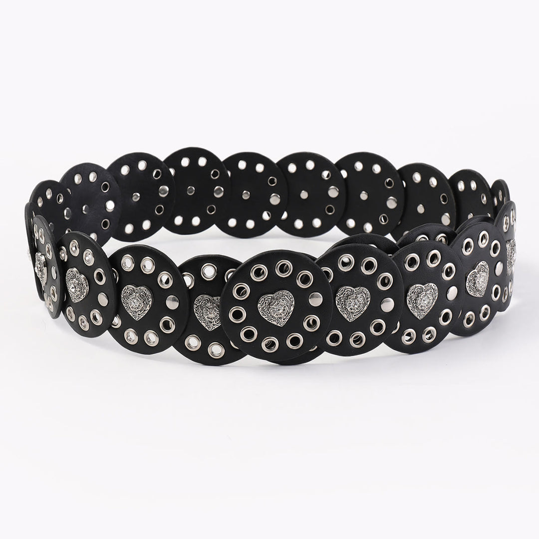 Black&Reddish Brown Exquisite Round Hollow Women's Leather Belt - image 5