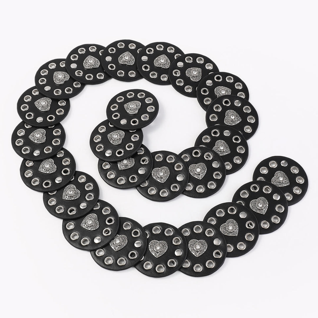 Black&Reddish Brown Exquisite Round Hollow Women's Leather Belt - image 7