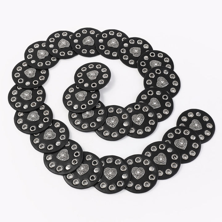 Black&Reddish Brown Exquisite Round Hollow Women's Leather Belt - image 7