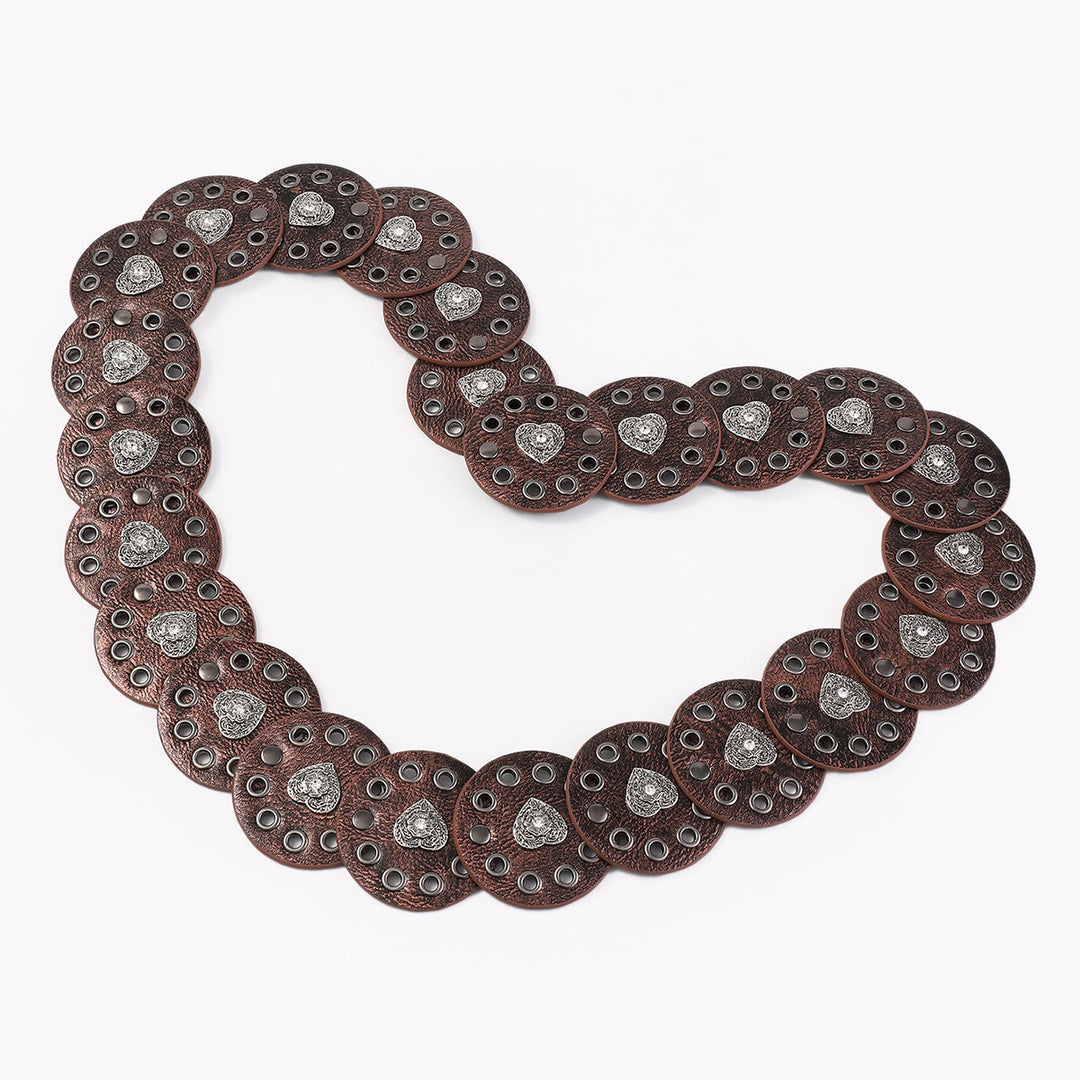 Black&Reddish Brown Exquisite Round Hollow Women's Leather Belt - image 3