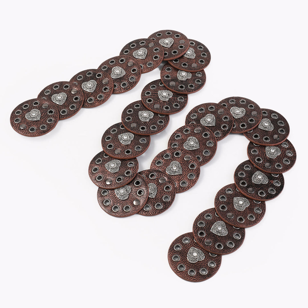 Black&Reddish Brown Exquisite Round Hollow Women's Leather Belt - image 8