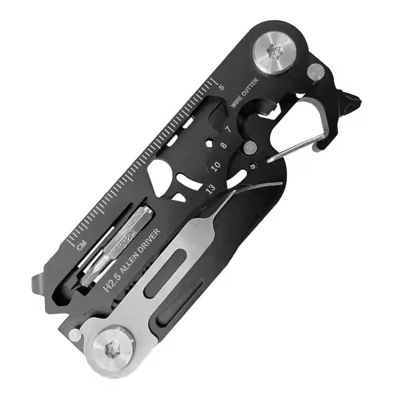 Multifunctional EDC-Tool Portable Folding Knife Keychain - Black - image 3