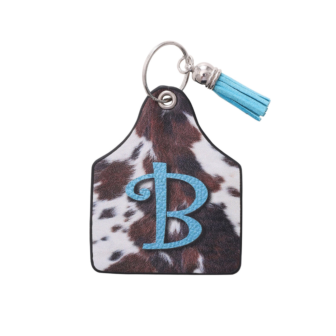 Vintage Western Farm Cow Pattern&Letter Printed Leather Keychain - B - image 4